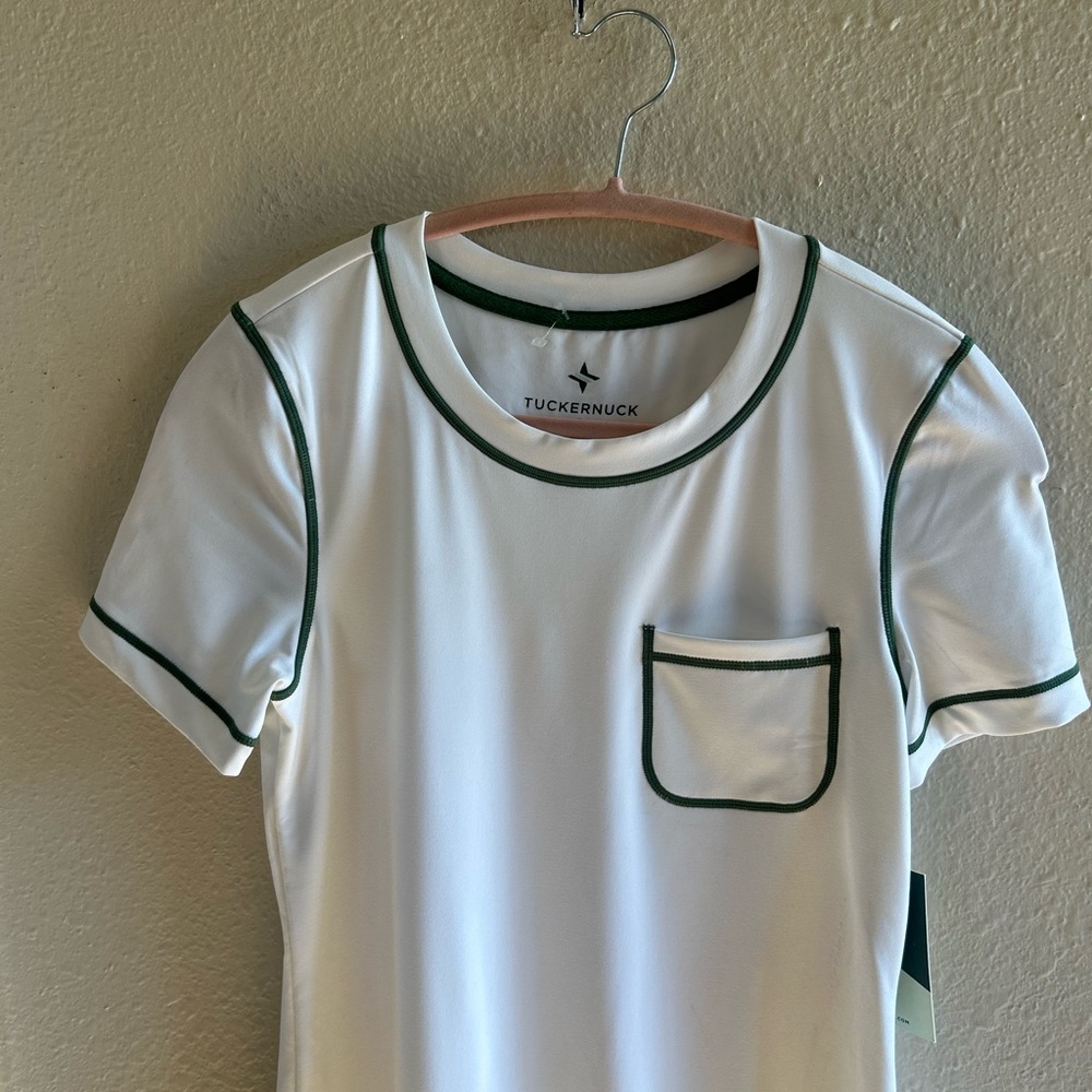 NWT Tuckernuck white with green trim activewear Dress tennis pickleball DS 404 - Picture 5 of 10